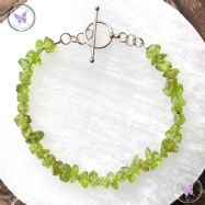 Peridot Chip Healing Bracelet with Silver Toggle Clasp